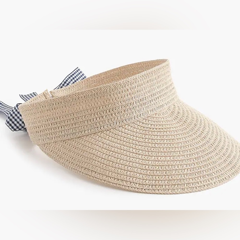 J.Crew Straw Visor with Ribbon Tie